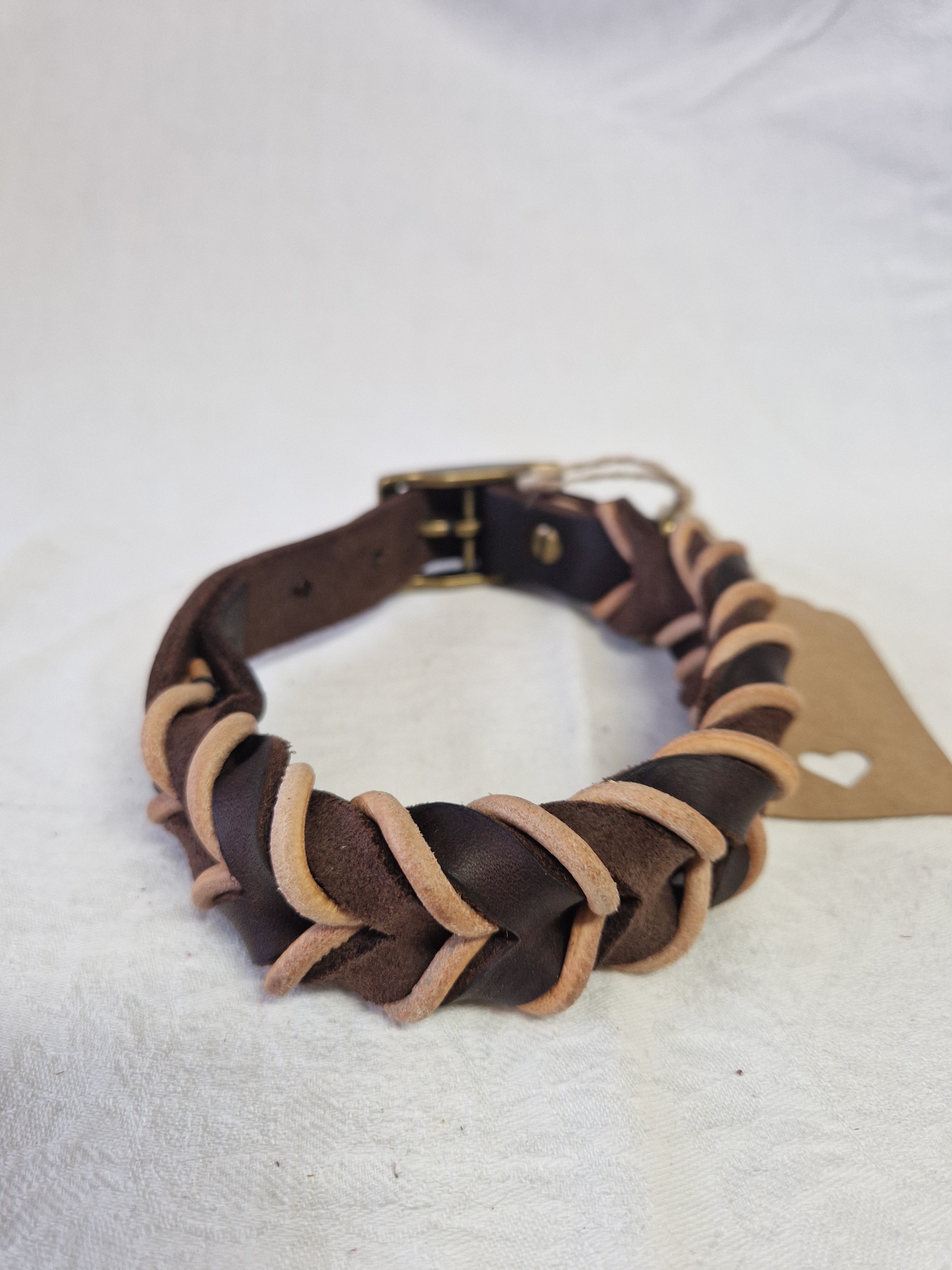 Geflochtenes Lederhalsband mit Lederschnur - 25mm